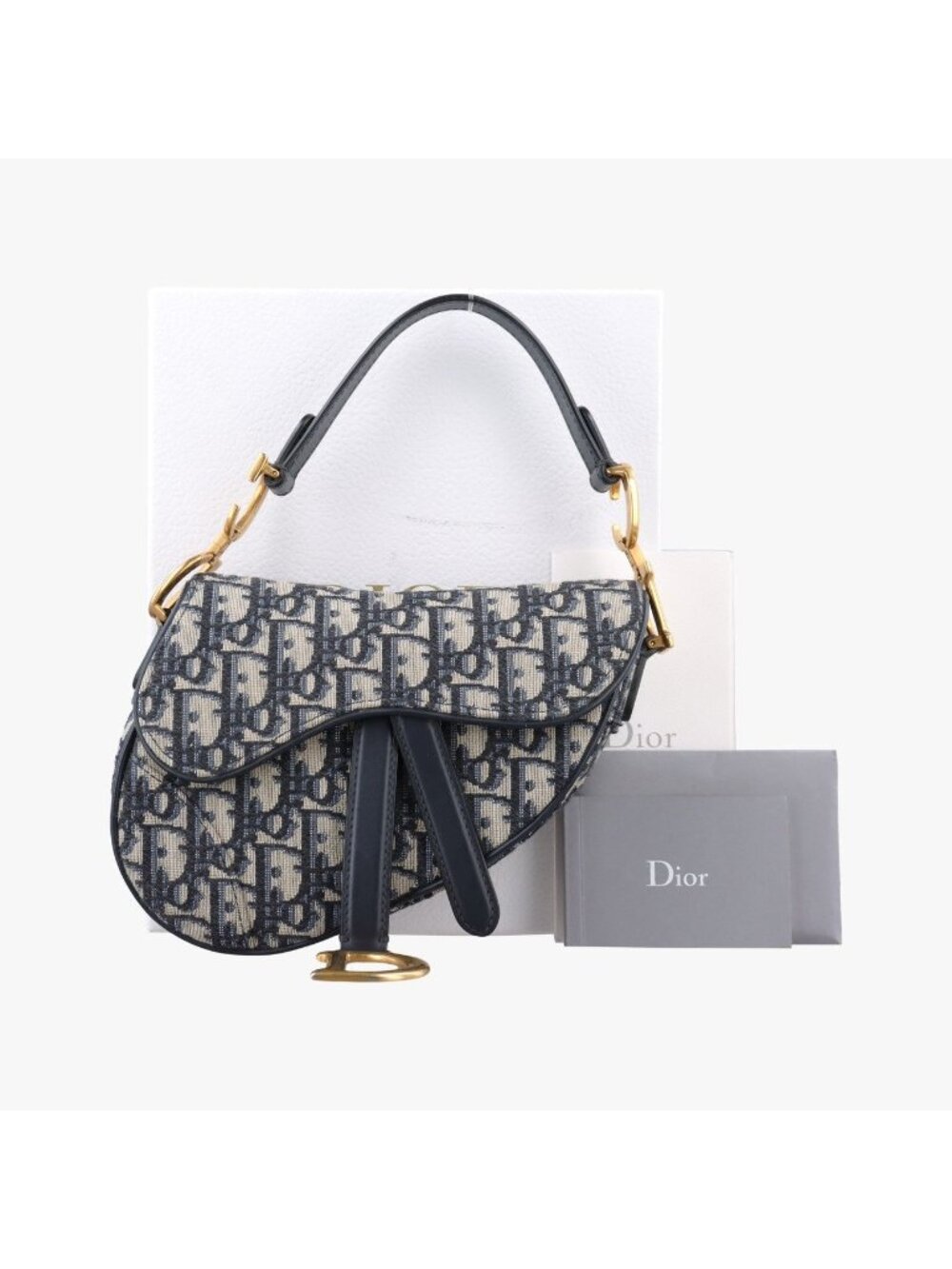 Dior Saddle Navy Jacquard Leather Shoulder Bag
